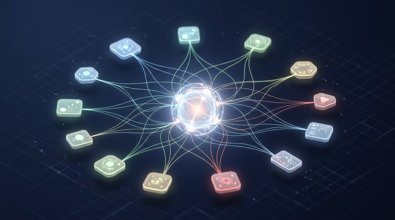 Abstract illustration representing an AI assistant integrated across productivity apps